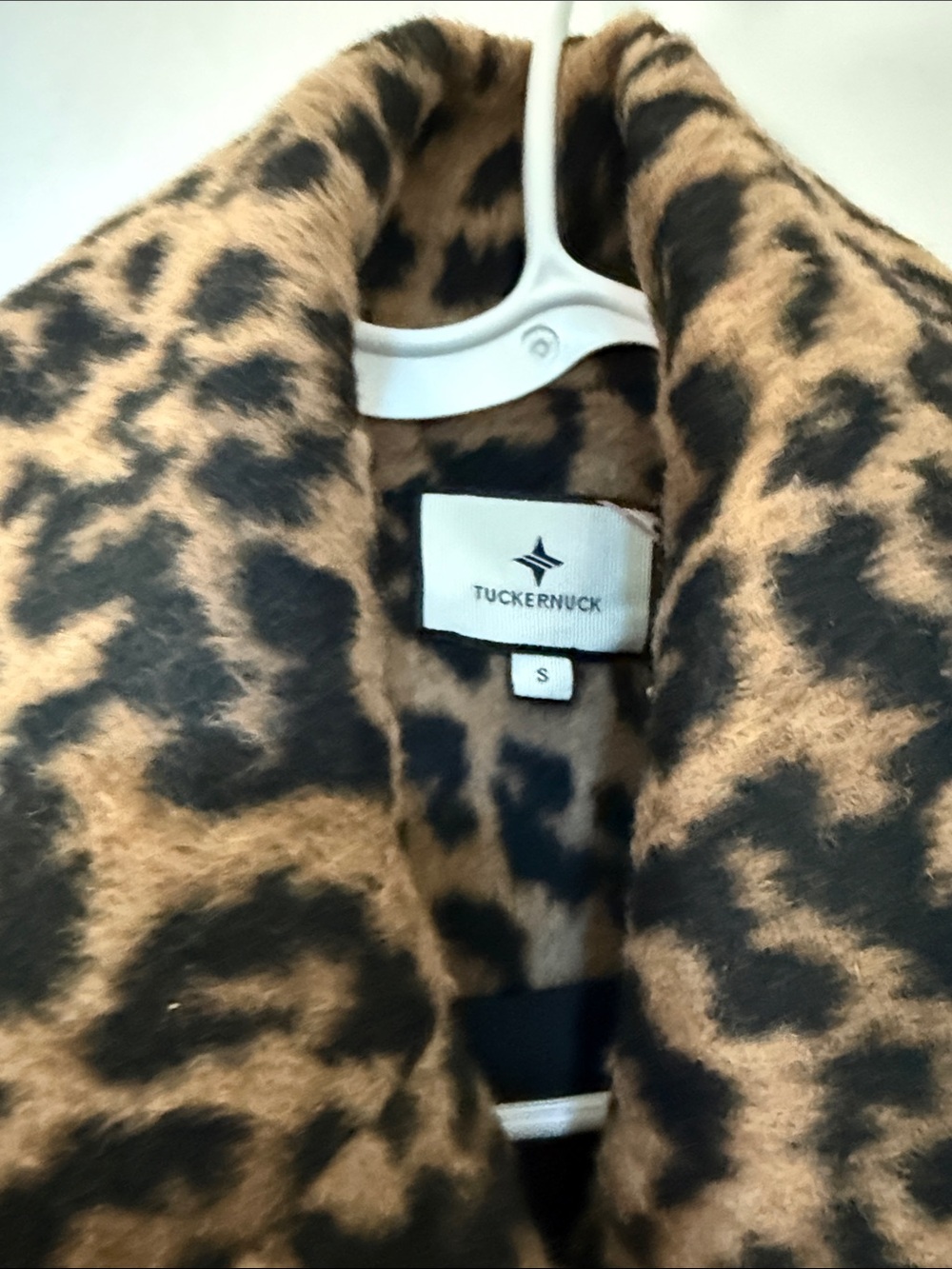 Tuckernuck Leopard Print Wool-Blend Coat - Brown/Black - Picture 4 of 5